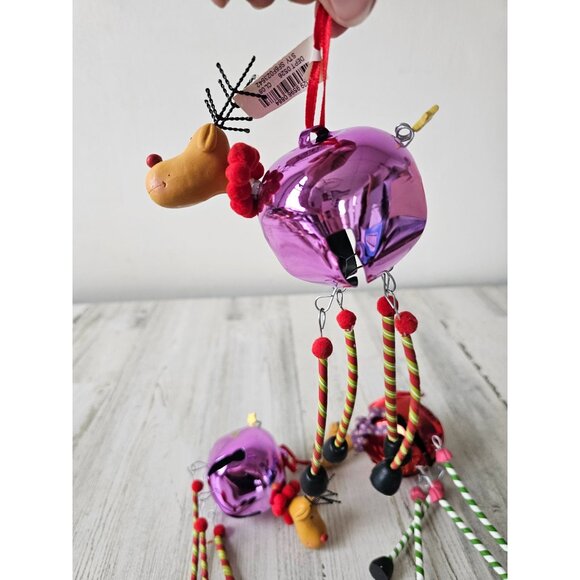 Reindeer bell jingle ornament vintage set deer Xmas tree - Picture 2 of 10